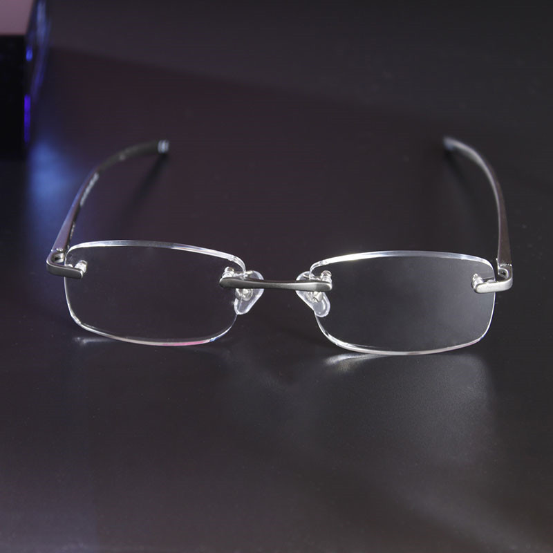 Light weight Gray Rimless Resin Magnifying Aluminum Reading Glasses Strength +1.0+1.50+2.0+2.5+3.0 10Pcs/Lot Free Shipping
