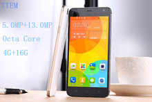 5.0 “TTEM S6 Original Android Smartphone MTK6595 Octa Core 3G WCDMA Mobile phone 4GRAM 16GROM 13.0MP New Cell Mobile Phone