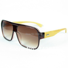 Wholesale Aviator Wooden Sunglasses Hand Made Bamboo Legs Ancient Rectangular Plastic Big Frame With UV400 Lenses