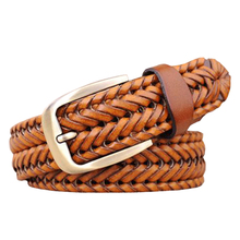 braided belts for men and women high quality 100% genuine leather designer belts 115 125cm brown Hand-woven Strap free shipping