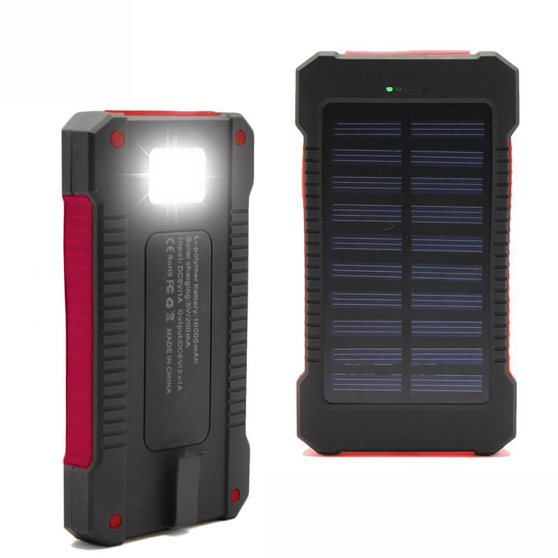 2016 Новый Портативный Водонепроницаемый Солнечной Банк силы 10000 мАч Dual-USB Солнечное Зарядное Устройство powerbank для всех Телефонов Универсальный зарядное устройство