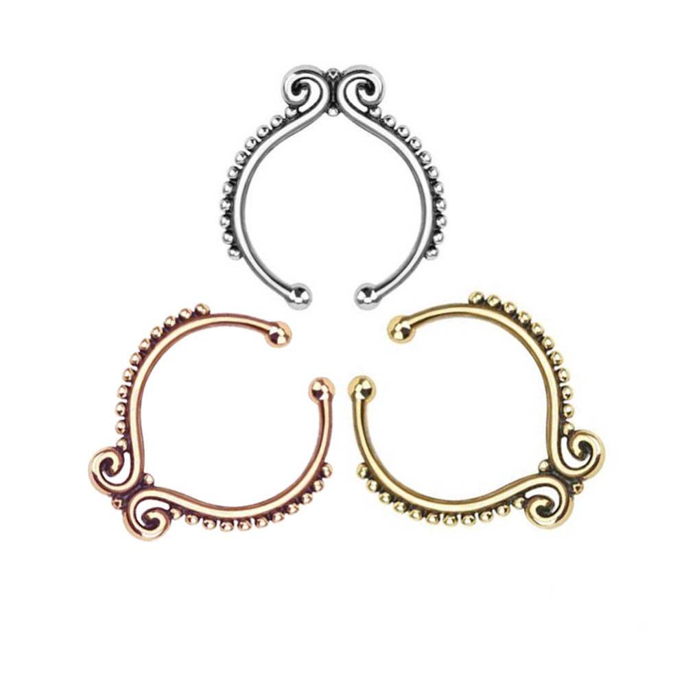 2 Pcs New Arrival Hoop Nose Hoop Nose Rings Body Piercing Jewelry Fake Septum Clicker Non