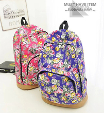 100PCS/LOT Womens/Girls Canvas Floral Printed Backpack