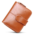 Trendy Fashion Cowhide Wallet Succinct Plain Buckle Small Coin Purse Korean Style Designer Solid Color Billfold