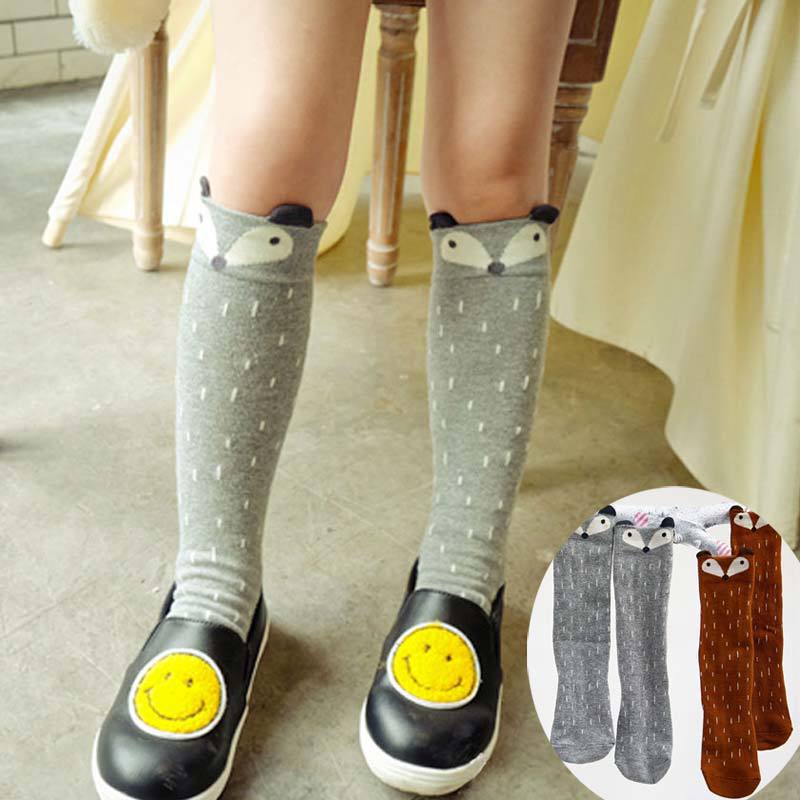 2015 hot Korean Kids Cute Cartoon Socks Baby Knee High Fox Pattern Girls Socks baby leg