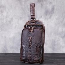 Genuine Pressure Crocodile Bag chest pack Men Leather Business Briefcase Men s Travel Bag Shoulder mobile