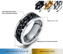 fashion spinner chain ring for men gold black silver stainless steel chain wholesale mens jewelry