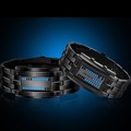 Luxury Lovers Wristwatch Waterproof Men Women Stainless Steel Blue Binary Luminous LED Electronic Display Sport Watches