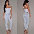 Summer style female fashion casual denim jumpsuits slim fit sexy suspender jeans trousers for women