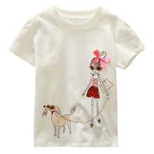 Brand New 18 Months-6T Baby Girls T-Shirt Summer Children’s Tops Clothing Cute Cartoon Baby Girl And Dog Creative T-Shirt