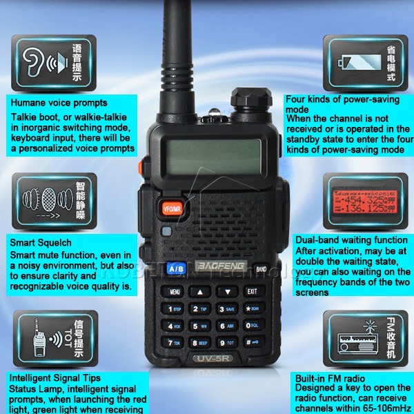  BAOFENG UV-5R  128CH  136 - 174  UHF 400 - 480  snap- -  UV5R  FM 