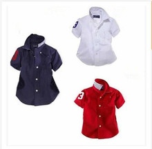 Boys clothing summer clothing cotton short-sleeve Children shirt School Boy’s Shirt Full Turn Down Collar Cotton Soft Kids