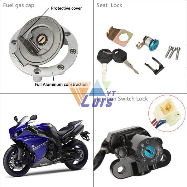 Motorcycle ignition switch +fuel gas cap+ seat lock key set (14)