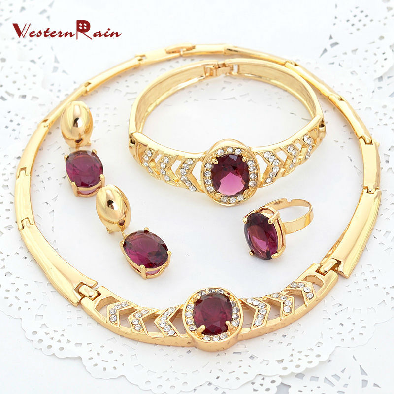 WesternRain 2016 Gold Plated Imitation Italian Purple Jewelry Set For Christmas wholesale ...