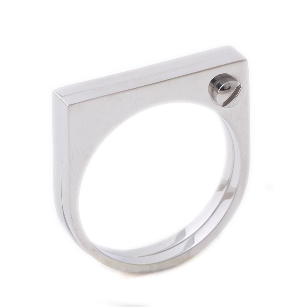 Fashion Flat Shackle Tag Ring punk Screw Finger Ring Rose Gold Color Fashion Flat Shackle Tag Ring punk Screw Finger Ring Rose Gold Color Rings For Women Titanium Steel Ring Jewelry Wholesale us504