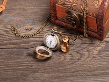 Fashion Vintage Style Pocket Watch With Drift Bottle Embellished Pendant Necklace For Women 53