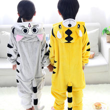 Cheese Cat Nightwear Sleeper Onesie Tiger Flannel Animal Overall Pajamas Hommes for Kids Children Halloween Carnival Costume 285
