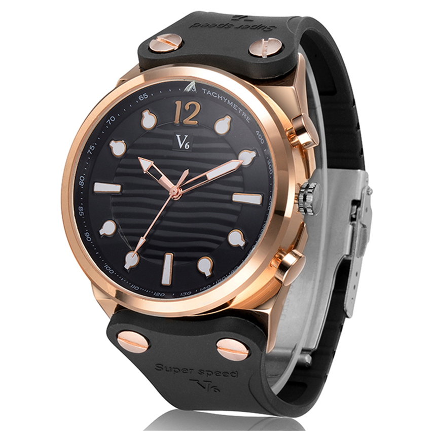 Watch Fashion High quality Top Brand V6 Luxury Business wristWatch New Style Analog Quartz Watch Men rubber Casual Wristwatch