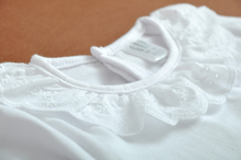 Children T shirt Girls 100 Cotton Tee Long Sleeve Lace Peter Pan Collar White T shirts