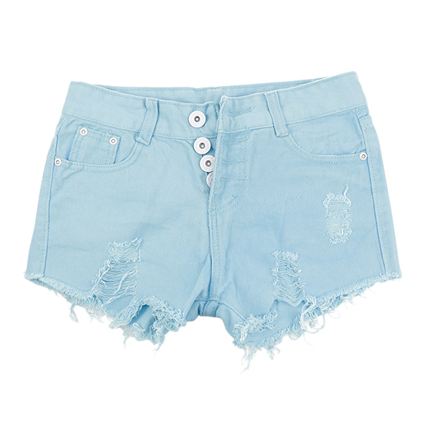 2016 Spring Womens High Waisted Jeans Sky Blue Fashion Hole Shorts
