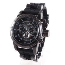2015 de lujo relogio militar hombres relojes de pulsera impermeable deporte Durable de tres ojos correa del silicón relojes para hombres relojes de ventas al por mayor