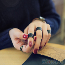 3Pcs New Fashion Ring Set Black Stack Plain Above Knuckle Ring Band Midi Rings 1OUM