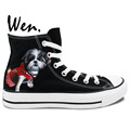 Wen Original Hand Painted Shoes Design Custom Dog Dressed In Red Black High Top Canvas Shoes