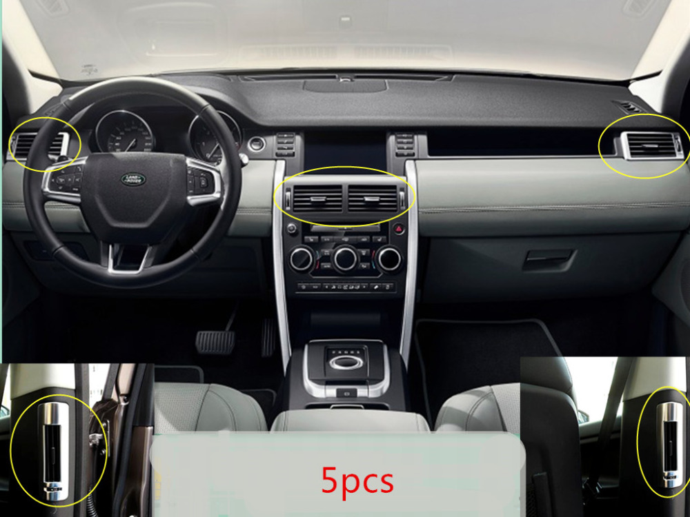 5pcs Interior Chrome AC Air Vent Frame Cover trim For Land Rover Discovery Sport 2015-2016