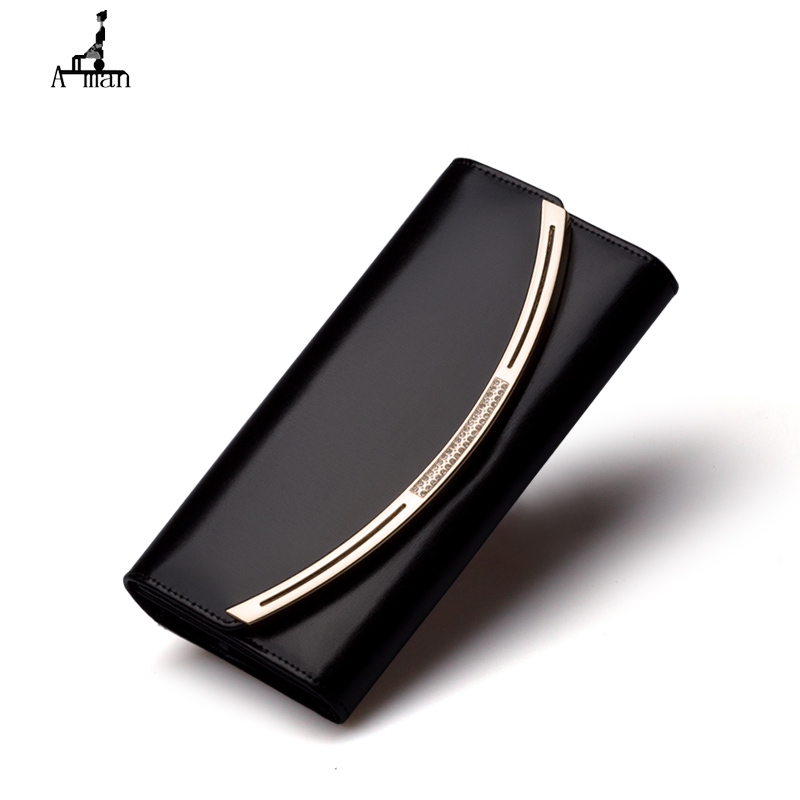 2014 fashion  Aman   black wallet female long design wallet Women wallet multifunctional