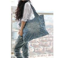 2016 Fashion Frazzle Design Denim Jean Bag Large Capacity Women Shoulder Bag Vintage Retro Blue Women Handbag Casual flag Bag