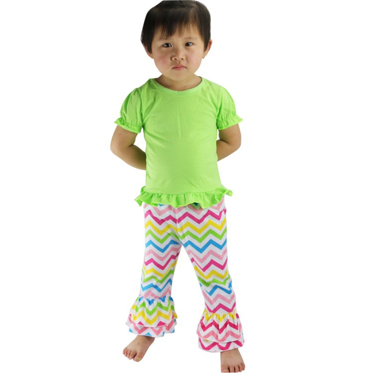 Hot sale Girls Chevron Ruffle Pants Baby Leggings baby trousers wholelsales