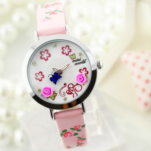 2015 Mini palabra de cuarzo DIY 3D de la mariposa de la flor de la arcilla del polímero relojes mujeres relojes vestido de la muchacha Brithday regalo del Festival MN011