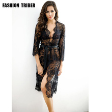 2016 high quality new sexy black lace powder color fun pajamas transparent temptation of three-piece suit