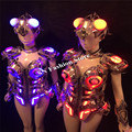 AS99 Ballroom robot costumes women led light dress with helmet colorful led costumes bar singer stage
