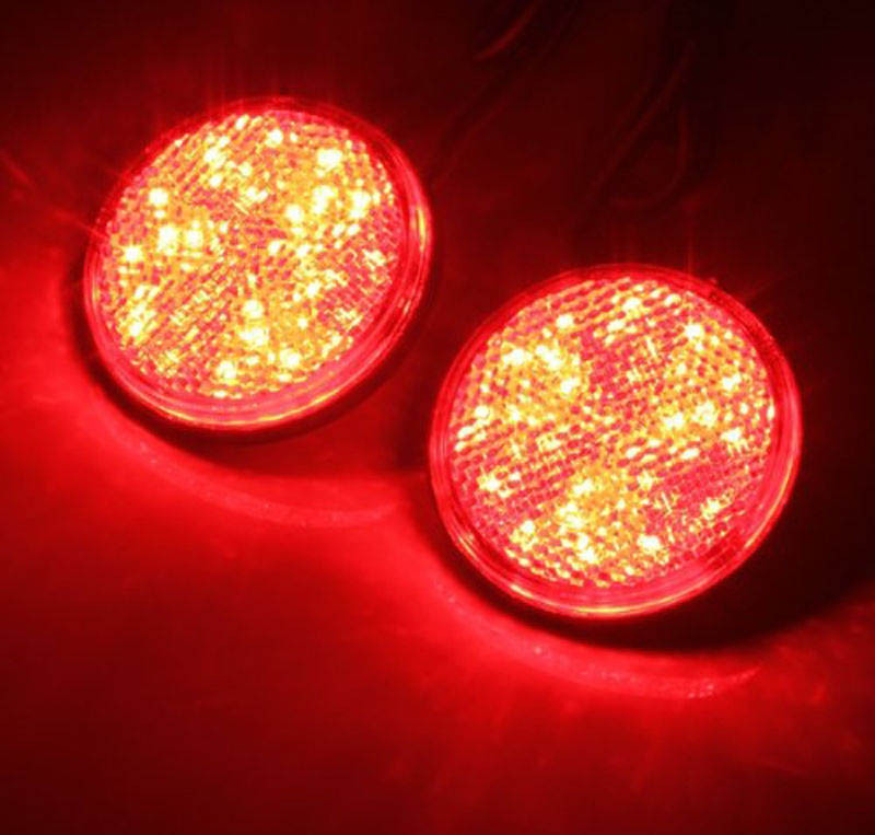 2x-24-LED-Red-Round-Stop-Brake-Marker-Reflector-Rear-Tail-Light-Truck-for-Car-Truck