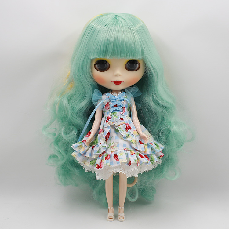 Nude Blyth doll DIY green/yellow color bangs long hair factory blyth dolls gifts for girls