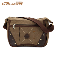 Kaukko Hasp Fashion Canvas Large Capacity Leather Bag for Student School bag Business Shoulder Bag
