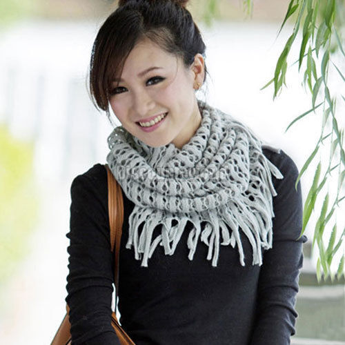2015 Fashion Women Winter Warm Knit Wool Snood Scarf Cowl Neck Circle Shawl Wrap fx251 Free