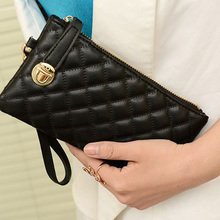 Vintage Women Clutch Purse Bag PU Leather Satchel Handbag Rhombus Pattern #LD789