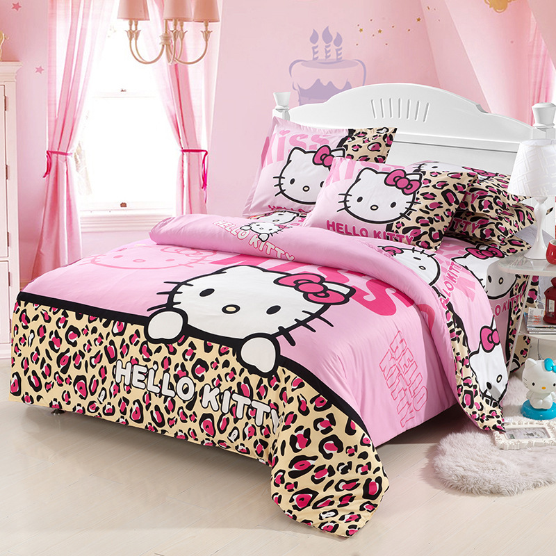 Home textiles bedclothes,Child Cartoon pattern,Hello kitty bedding sets include duvet cover bed sheet pillowcase