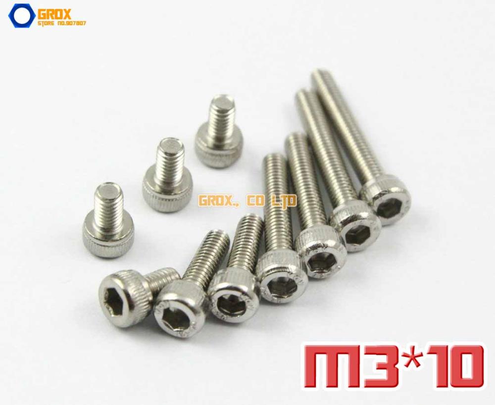 100 Pieces M3 x 10mm 304 Stainless Steel Allen Bolt Socket Cap Screws Hex Head DIN 912
