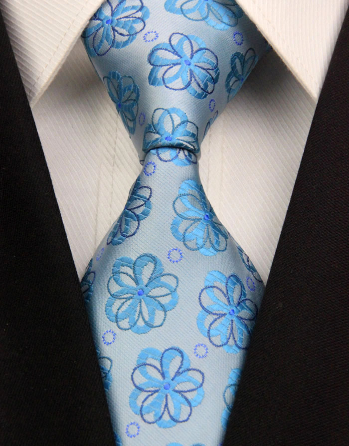 NT0313 Blue Floral New Man s Jacquard Woven Silk Polyester Tie Classic Business Wedding Fashion Luxury