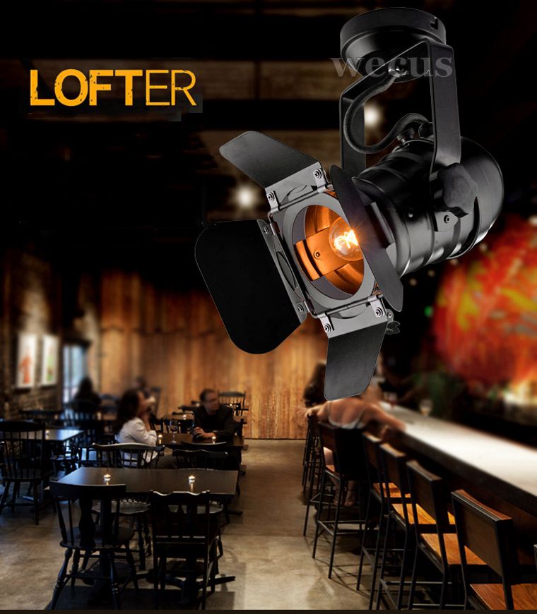 Description Picture 2 of itemLoft Ceiling Lamp Retro Industrial Track Light Rail Lamp Adjustable Lamp,Cloth Shop Store Pub Cafe Restaurant Lamp Dome Light