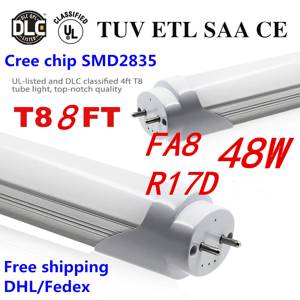 Buy FedEX Free shipping 200pcs 48W2400MM 8FT Single pin T8 LED Tube Light High
