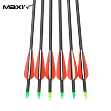 6pcs lot Replaceable Arrowhead 30 75cm Archery Carbon Arrows Suppliers Mixed Carbon Spine 500 for compound