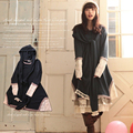 2015 Autumn Japanese Style Mori Lolita Girl Pure Color long sleeved one piece Lolita Dress With