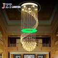 Z modern k9 crystal round pendant lamp villa stair lamp Rotary staircase long lamp GU10 35W