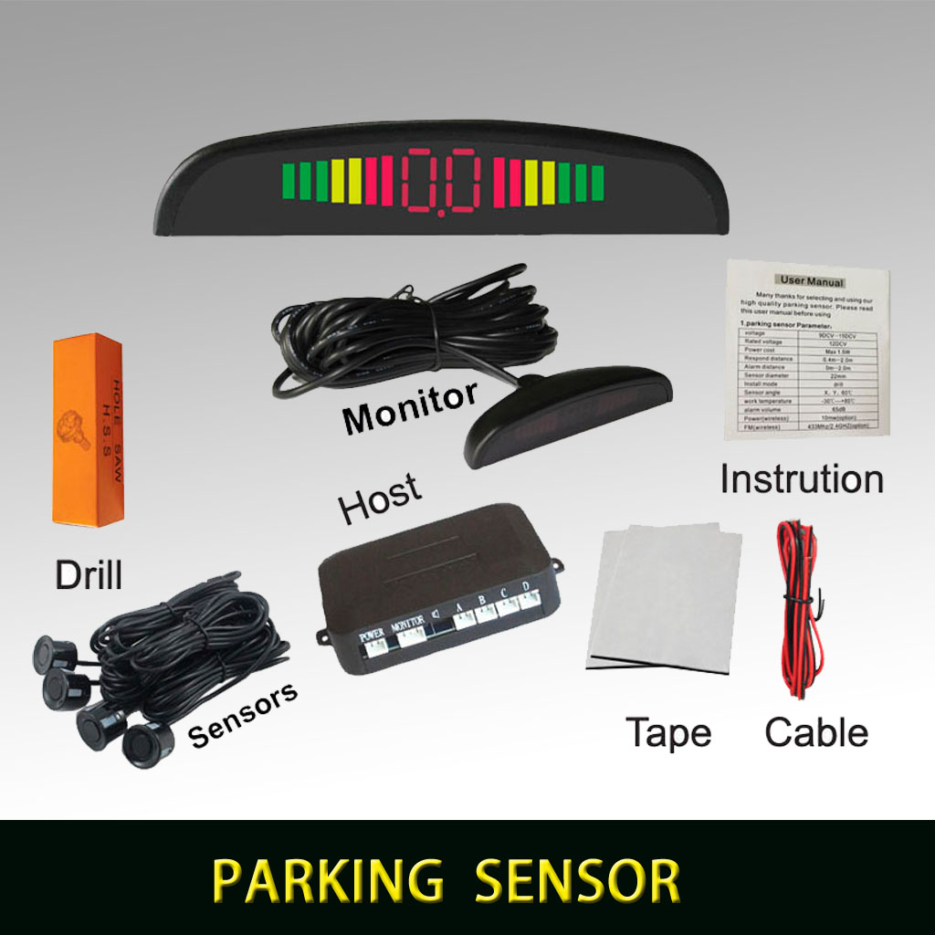 Buzzer car parking assistance with 4 sensors and LED display Reverse Backup Radar Alert Indicator System