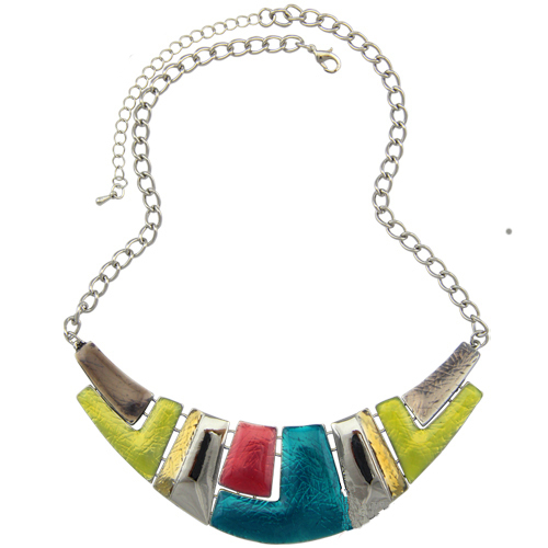 Fashion Jewelry 2015 Women Channel Necklace Ethnic Silver Plated Colorful Enamel Chunky Statement Choker Necklace