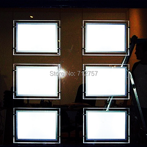Description Picture 4 of item16PCS A4 Landscape One Side Cable Wire Hanging Acrylic Frame LED Illuminated Panel Advertising Light Boxes for Real Estate Agent